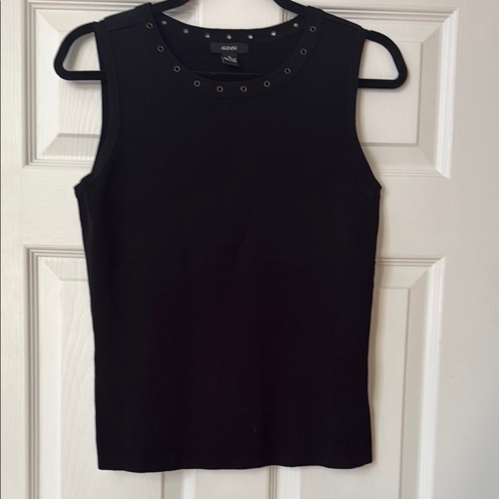 Karen Scott Black Embellished Fitted Tank Top